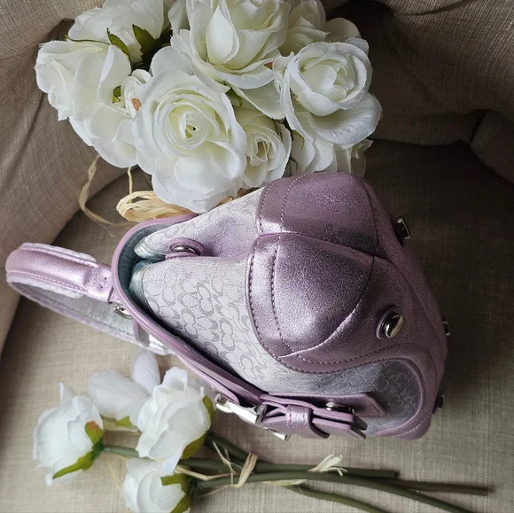 Sold- Vintage Coach Signature Lurex & Swarovski Crystal Top-Handle Bag / Purse - Picture 5 of 15